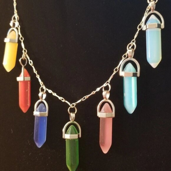 Multicolour Crystal Pendant Necklace - Picture 5 of 5